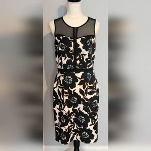 Worthington Black/Gold Floral Mesh Sheath Dress Size 10